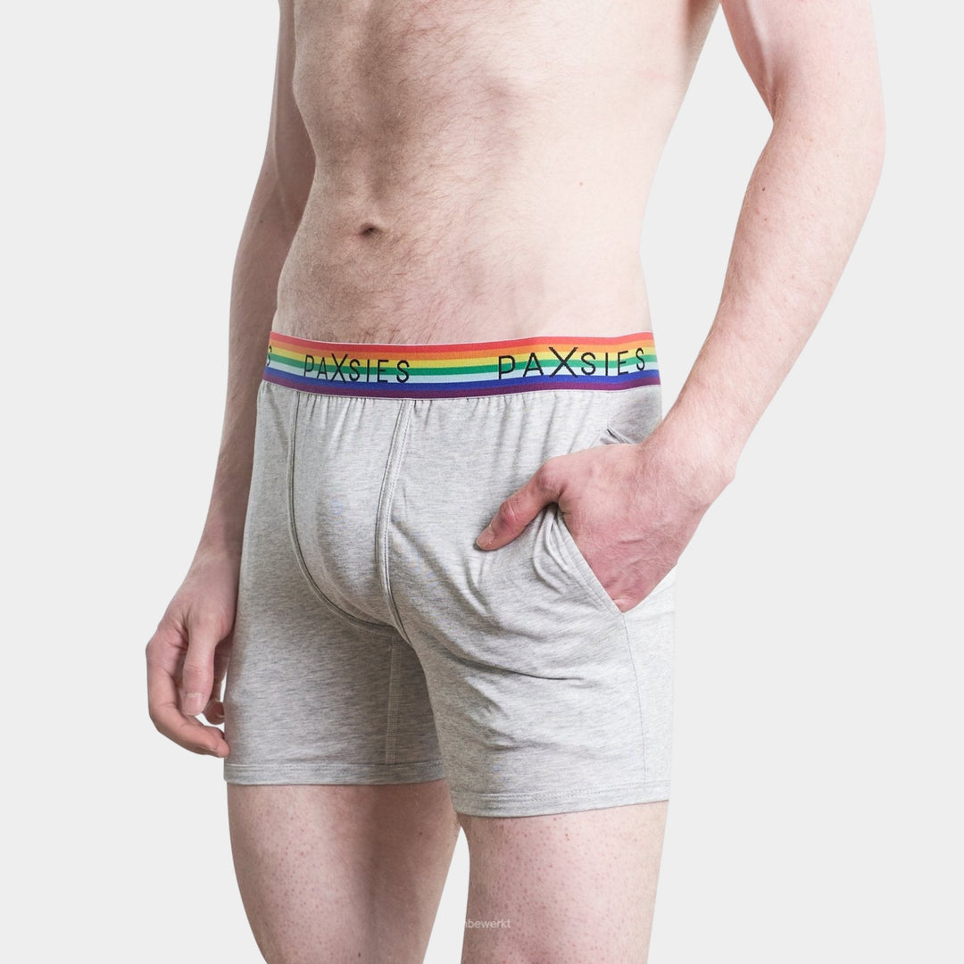 Pride Gender-Neutral Boxers With Pockets - Grey - Paxsies