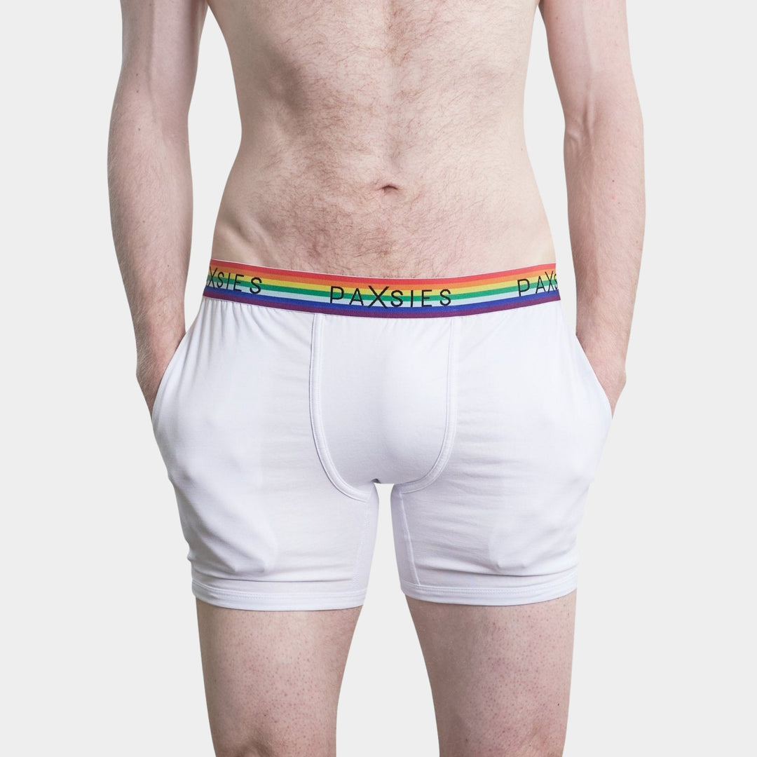 Pride Gender-Neutral Boxers With Pockets - White - Paxsies