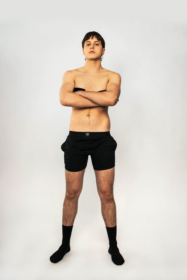 Gender-Neutral Boxers With Pockets - Black - Paxsies