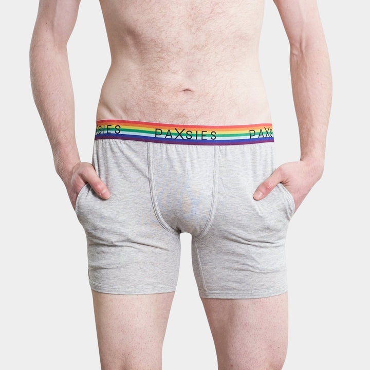 Pride Gender-Neutral Boxers With Pockets - Grey - Paxsies